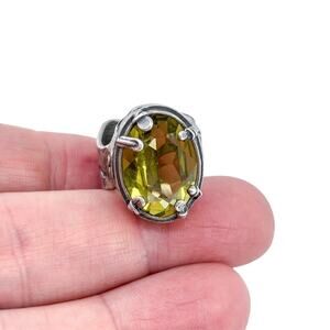 Estate Silpada Sterling Silver 925 Green Swarovski Ring Size 6 R1883